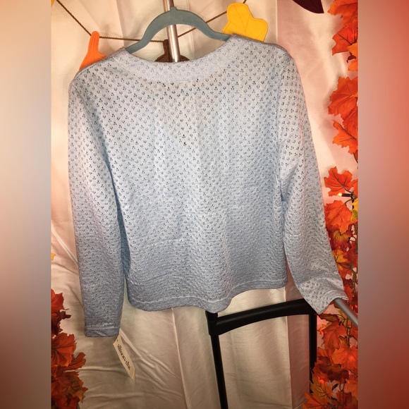 NWT Allison Che | Women’s Light Blue Open Knit Cropped Sweater Cardigan - Picture 8 of 9